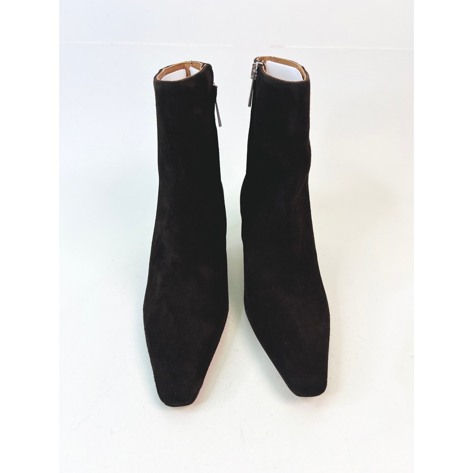 Flattered Xena Chocolate Suede Square Toe Kitten Heel Ankle Boots Eu 36 / Us 6 — image 4 of 8